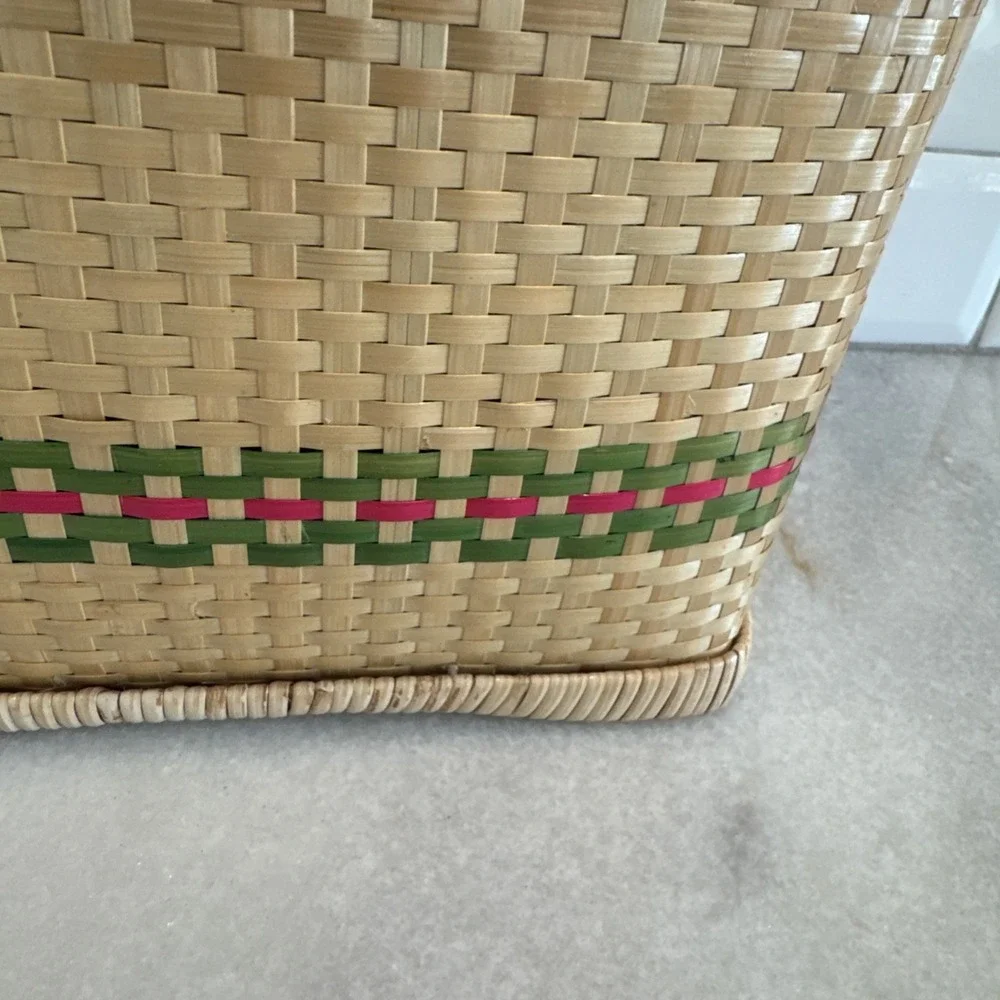 Bamboo Basket Weave Purse W/Canvas Handles New With Tag Balik Bryan‎ Handicraft